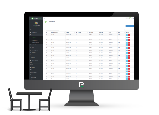 table reservation system for burger POS